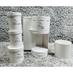 Toastmaster White Coffee To Go Travel Coffee Maker W/ Mug 3 Canisters Container